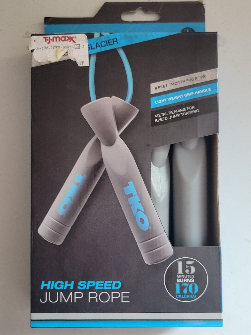 TKO Speed Jump Rope - Gray Handles with Blue Accents
